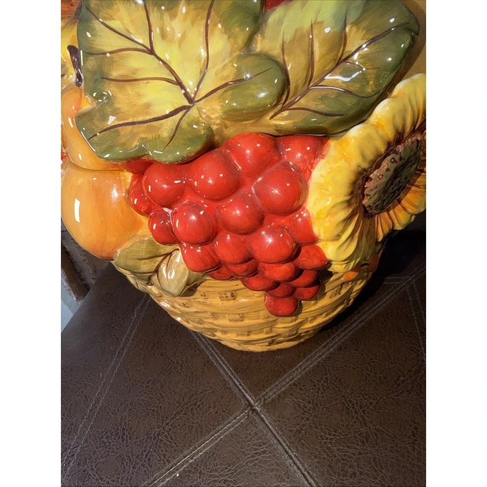 Vtg Certified International Pamela Gladding Windsor Fruit Basket Cookie Jar  12